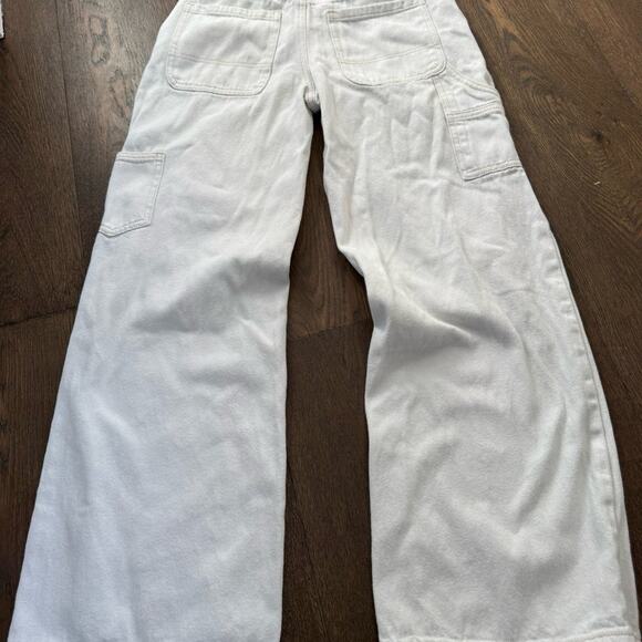 Edikted Ayla Low Rise Baggy Carpenter Jeans White Sz S - Picture 7 of 10